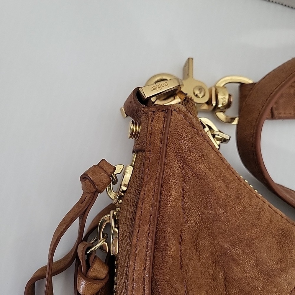 Botkier‎ Taupe Leather Medium Fringe Shoulder Bag Purse - Picture 4 of 10